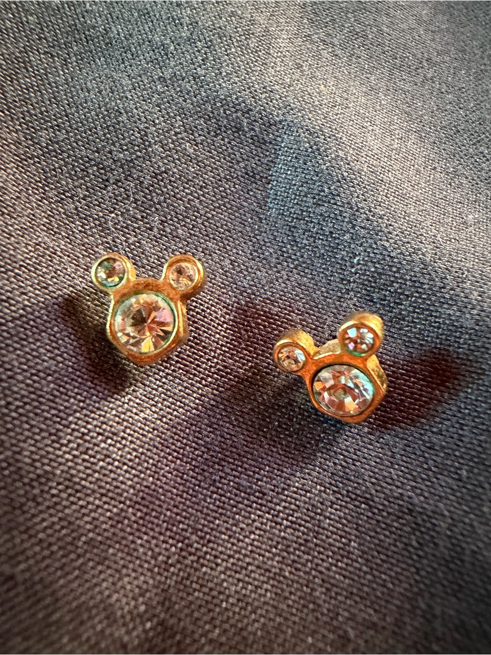 Disney Gold Mickey Head Crystal Stud Earrings - Picture 2 of 3
